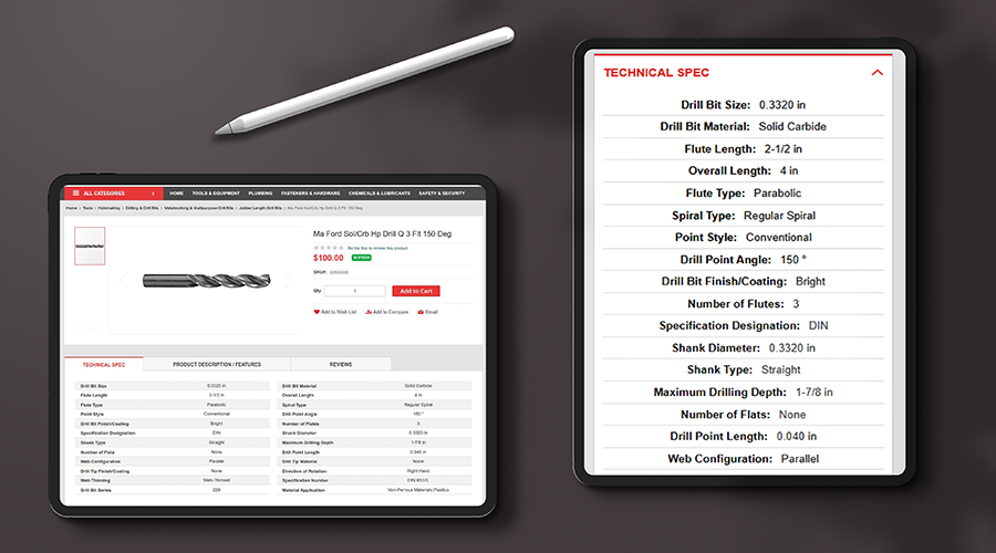 Structured product attributes and specifications for ecommerce and PIM